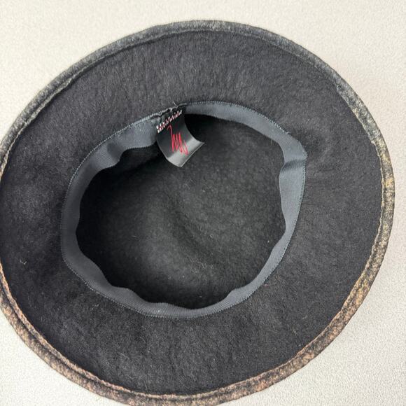 Miriam Carter Feltmaker Hat Pure Wool Black Bucket Brown Art to Wear One Size - Picture 7 of 7
